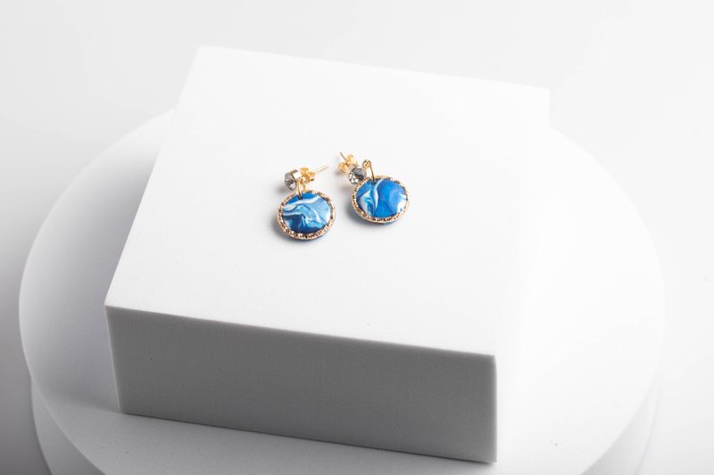 Polymer Clay Earrings  handmade | modern jewelry | simple jewelry - 耳环/耳夹 - 塑料 蓝色