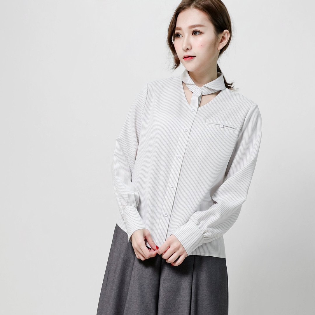 Kant 康德镂空条纹衬衫_7SF102_白 - 女装上衣 - 棉 白色