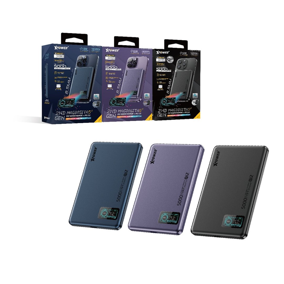XPower MagDigita5 第2代Qi2彩屏显示铝合金外壳 5000mAh移动电源 - 充电宝/传输线 - 其他金属 多色