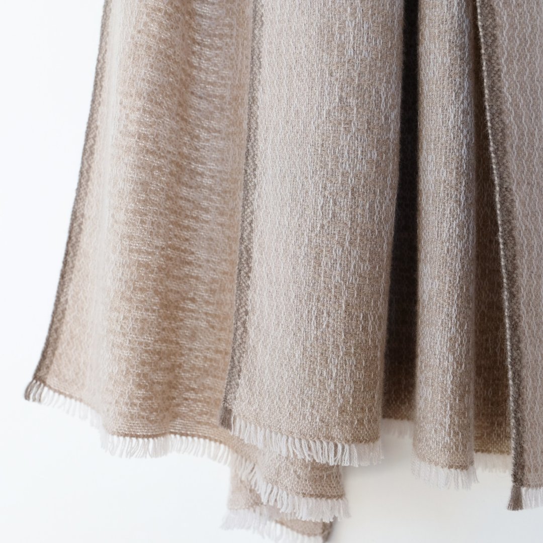 Cashmere 100% 手工喀什米尔围巾【澪华01】 - 围巾/披肩 - 其他材质 咖啡色