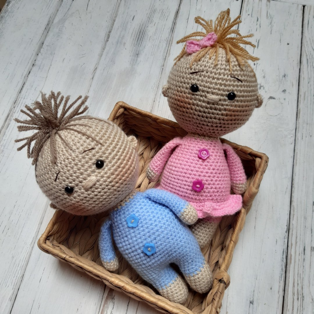 手工钩针婴儿娃娃娃娃男孩玩偶女孩毛绒玩具毛绒玩具针织礼品 - 玩具/玩偶 - 压克力 多色