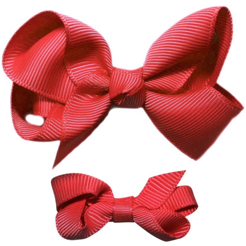 Cutie Bella 蝴蝶结全包布 手工发饰中小套装2入发夹-Red - 发饰 - 聚酯纤维 红色