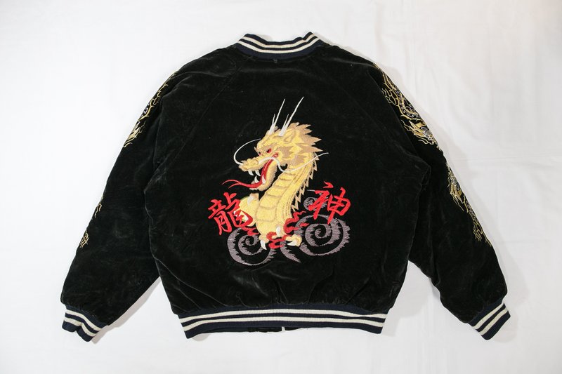 [3thclub铭仁棠] 日本 横须贺 刺绣外套 天外龙神 黑底绒布 厚磅数 SKJ-018 - 女装休闲/机能外套 - 棉．麻 黑色