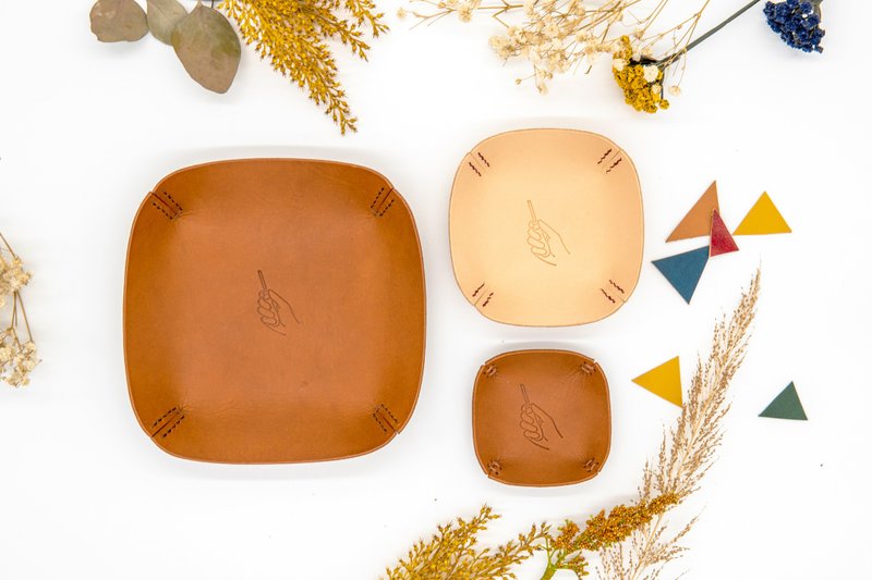 置物盘/饰品盘/收纳盘/皮革盘-纯牛皮 - 收纳用品 - 真皮 咖啡色