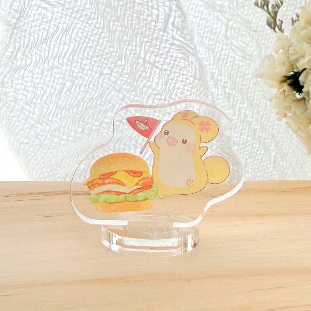 原创插画小立牌 - 禾姆可口汉堡 (3x3cm / 迷你桌饰) - 摆饰 - 压克力 