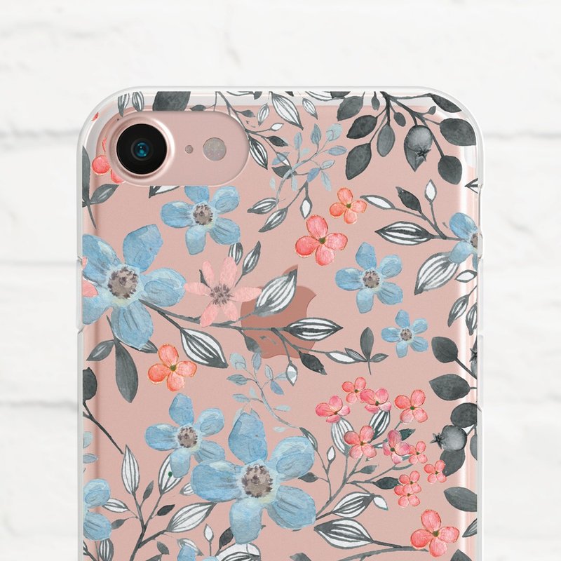 小花 -防摔透明软壳- iPhone 14, pro, 至iPhone SE, Samsung - 手机壳/手机套 - 硅胶 粉红色