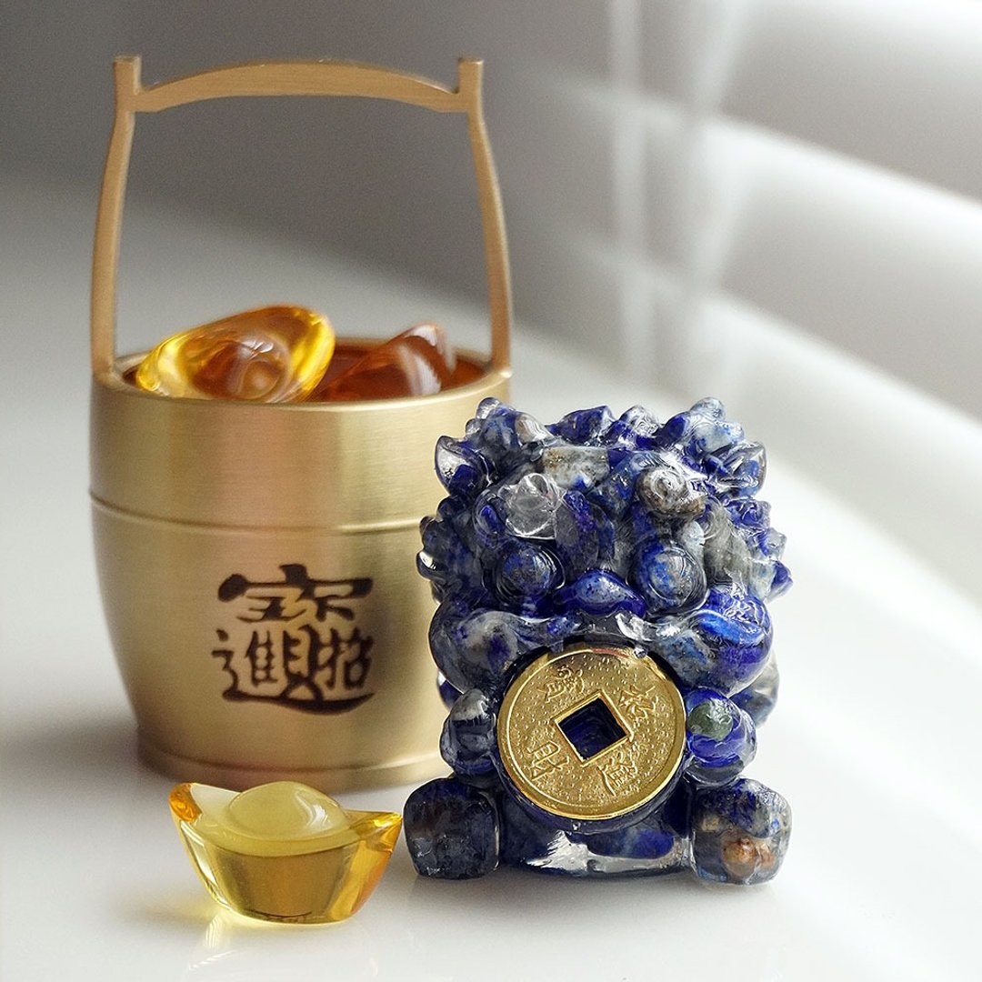 HOURRAE 好运来-招财咬钱貔貅 X 发财一桶金-蓝 (事业) - 摆饰 - 其他材质 蓝色