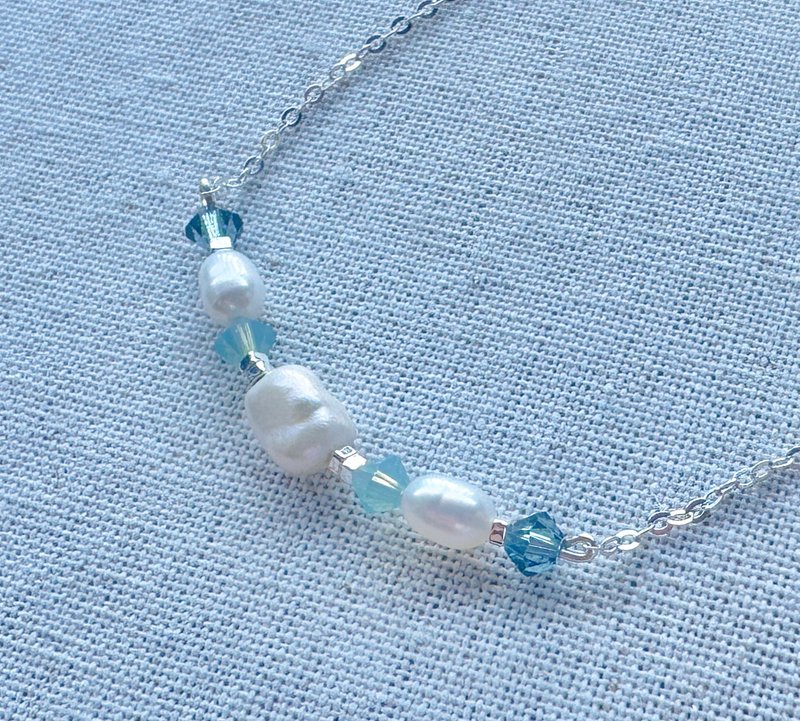 沁蓝纯银天然珍珠手链 - 手链/手环 - 珍珠 蓝色