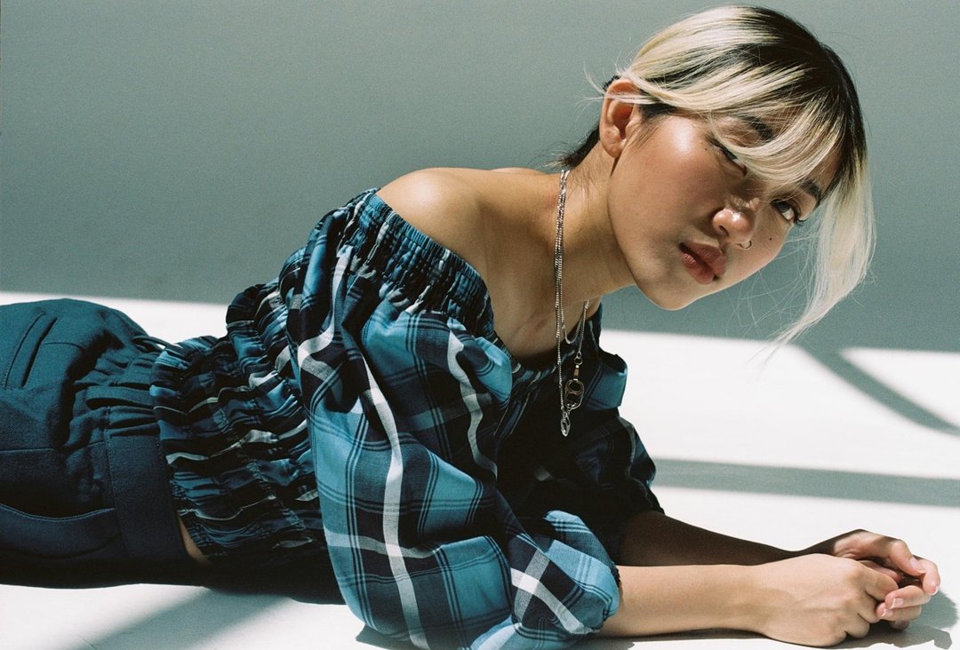 Puffy sleeves smock top - 女装上衣 - 棉 蓝色