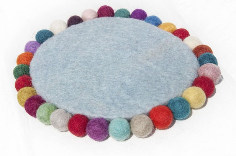 蓝色 露营道具 野餐道具 厨房 手工羊毛毡汤圆色 糖果色羊毛毡 彩虹 隔热垫 锅垫 羊毛毡锅垫-蓝色蛋糕彩虹色 圆型锅垫 - 餐垫/桌巾 - 羊毛 多色