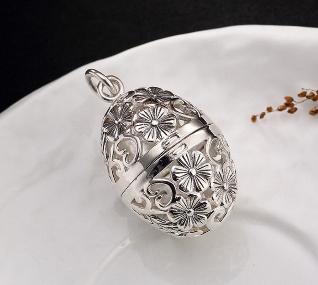 Real 925 Sterling Silver Handmade Carve Flower Pendant without Chain Women - 长链 - 纯银 银色