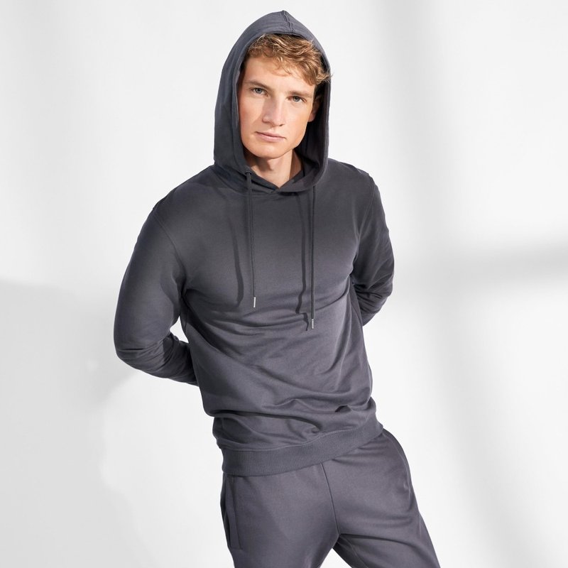 北欧极简 - Hoodie 男用有机棉帽T - 钢铁灰 - 中性连帽卫衣/T 恤 - 棉 灰色