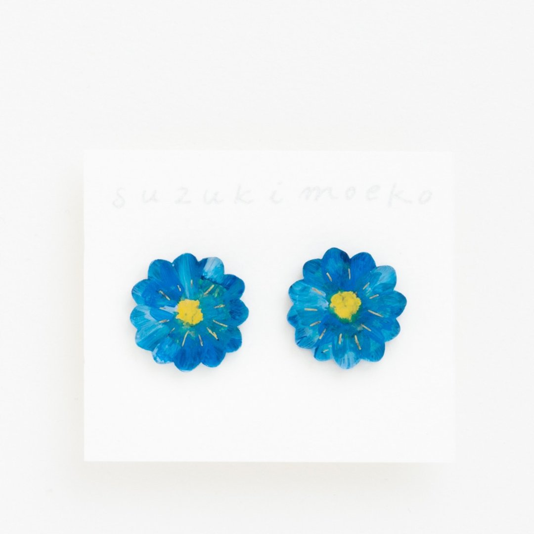 Piercing of a picture 【Flower】 - 耳环/耳夹 - 压克力 蓝色