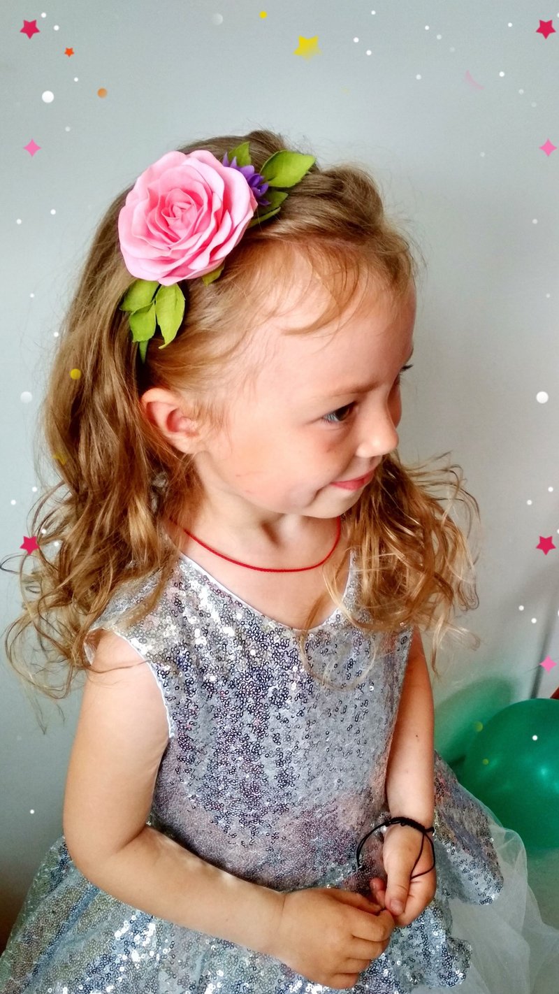 新娘头饰 粉色玫瑰 头饰 手工花卉头饰 - 发饰 - 防水材质 粉红色