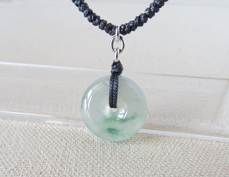 本命年【 岁岁平安】冰飘绿雪花棉平安扣翡翠丝光编织项链*SF02* - 锁骨链 - 宝石 多色