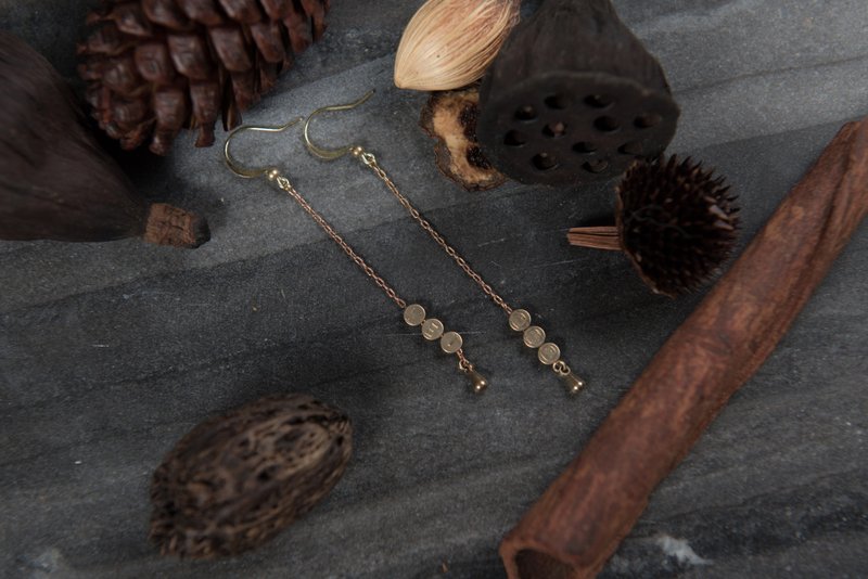 古老气息字母 -耳环0~6字 - 耳环/耳夹 - 其他金属 金色