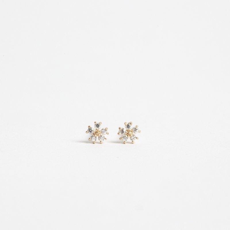 繁花。K金耳环 顶规特选 5A 锆石 10K金 - 耳环/耳夹 - 贵金属 