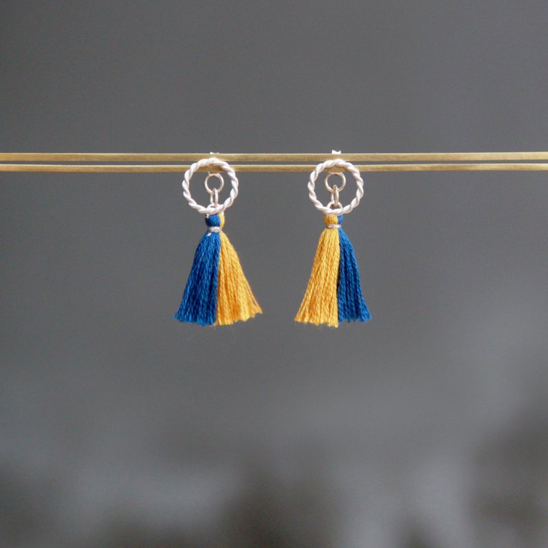 小行星流苏系列 - 海王星 - 925纯银手作耳环 银饰 礼物 包装 - 耳环/耳夹 - 其他金属 蓝色