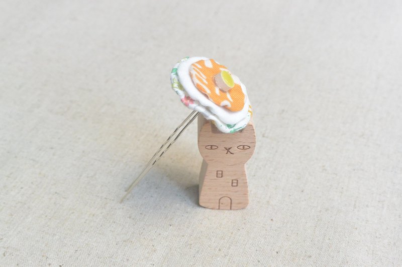 圆圆发簪 - 小橘 - 发饰 - 棉．麻 橘色