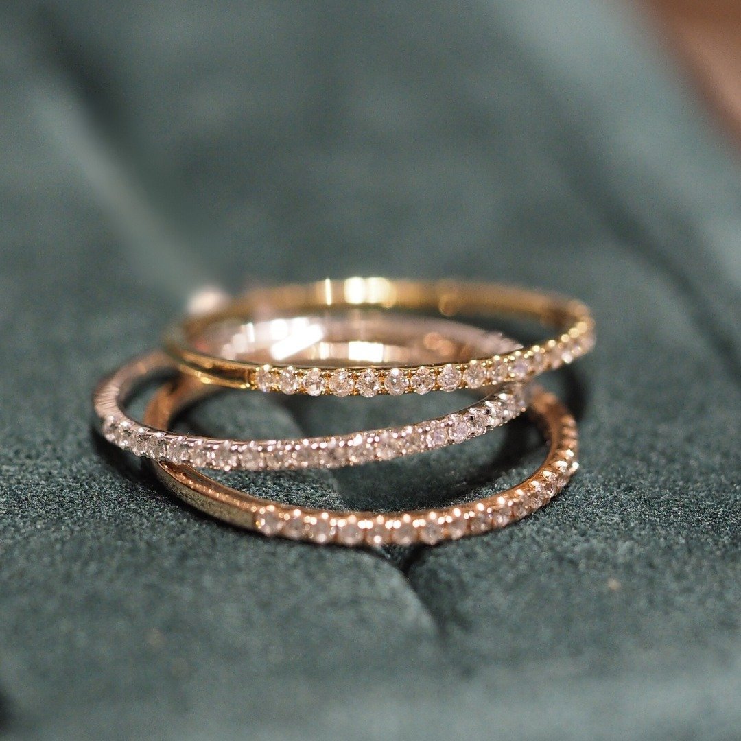 18K金超薄钻石戒指  Ultrathin Diamond Band Ring - 戒指 - 贵金属 