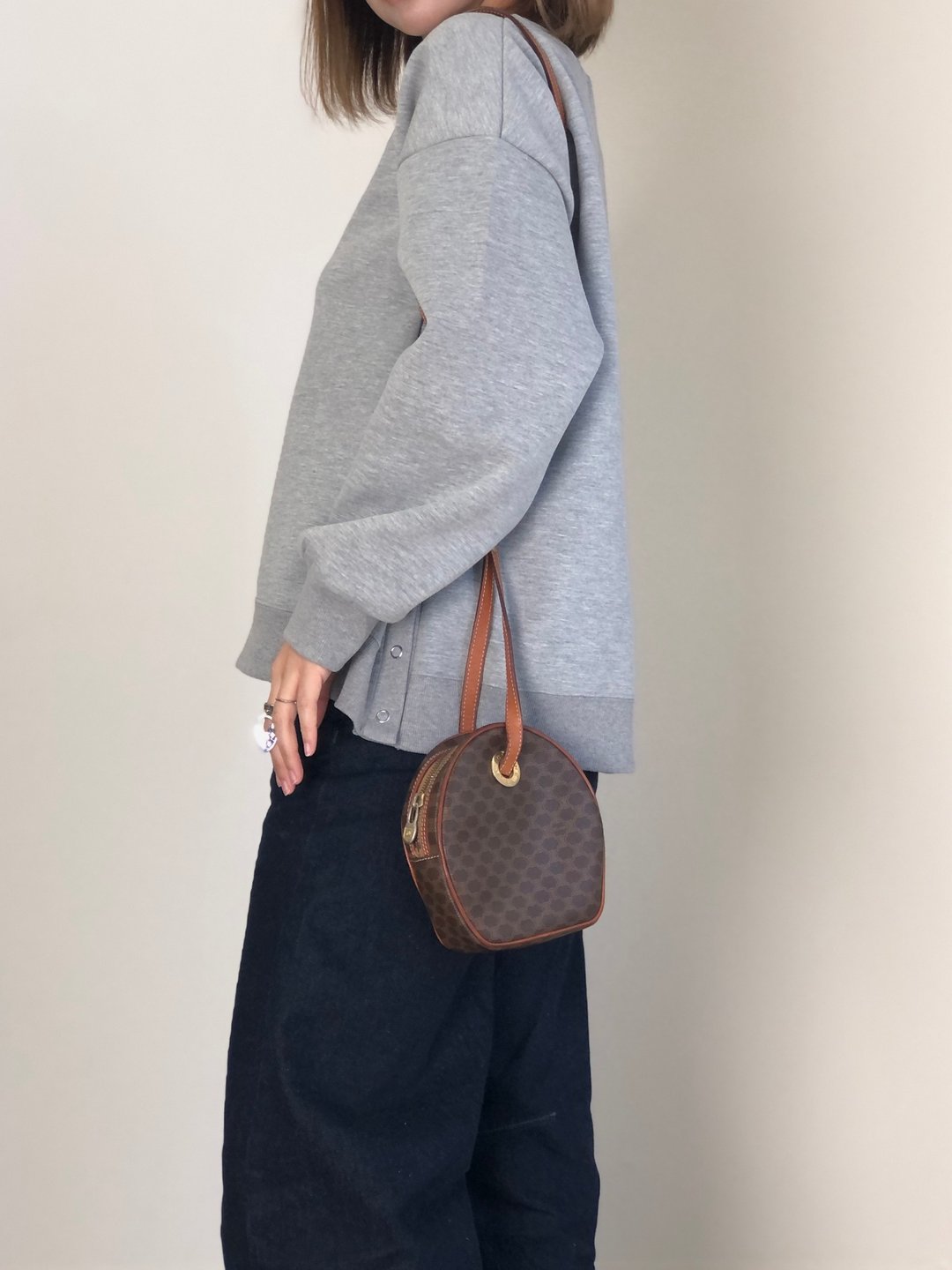 【VintageShop solo 日本直送中古包专卖店】CELINE 赛琳 经典老花斜背包 棕色 PVC 皮革 vintage 古董 - 侧背包/斜挎包 - 防水材质 咖啡色