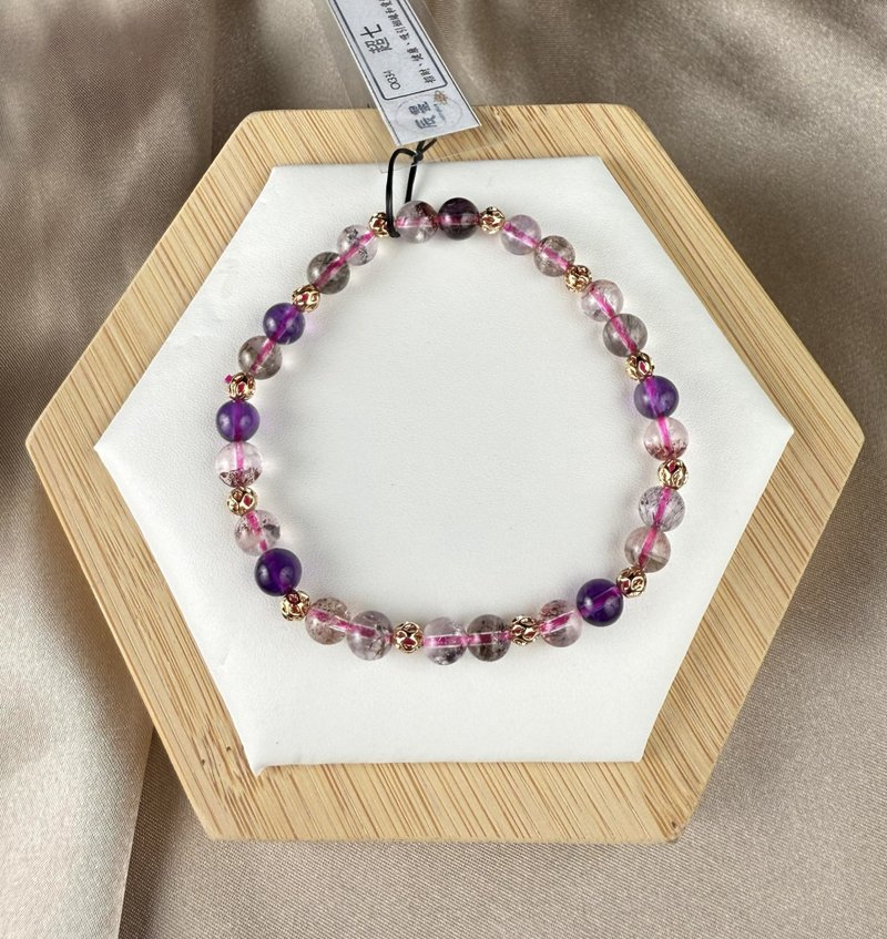超七 水晶手链 平衡七脉轮 灵性与直觉 情绪安定 礼物 送礼 疗愈 - 手链/手环 - 水晶 紫色