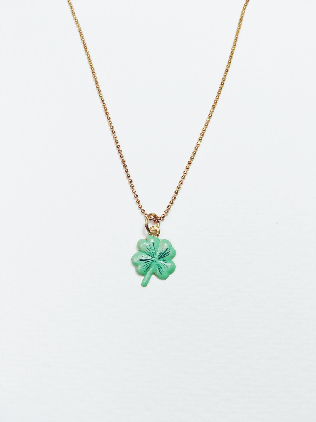 手绘项链 - 幸运草 - 项链 - 铜/黄铜 绿色