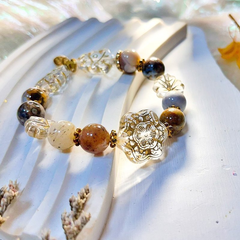 【米兰大教堂|灵魂专属宝物|水晶手环】捷克珠|海洋碧玉 - 手链/手环 - 水晶 金色