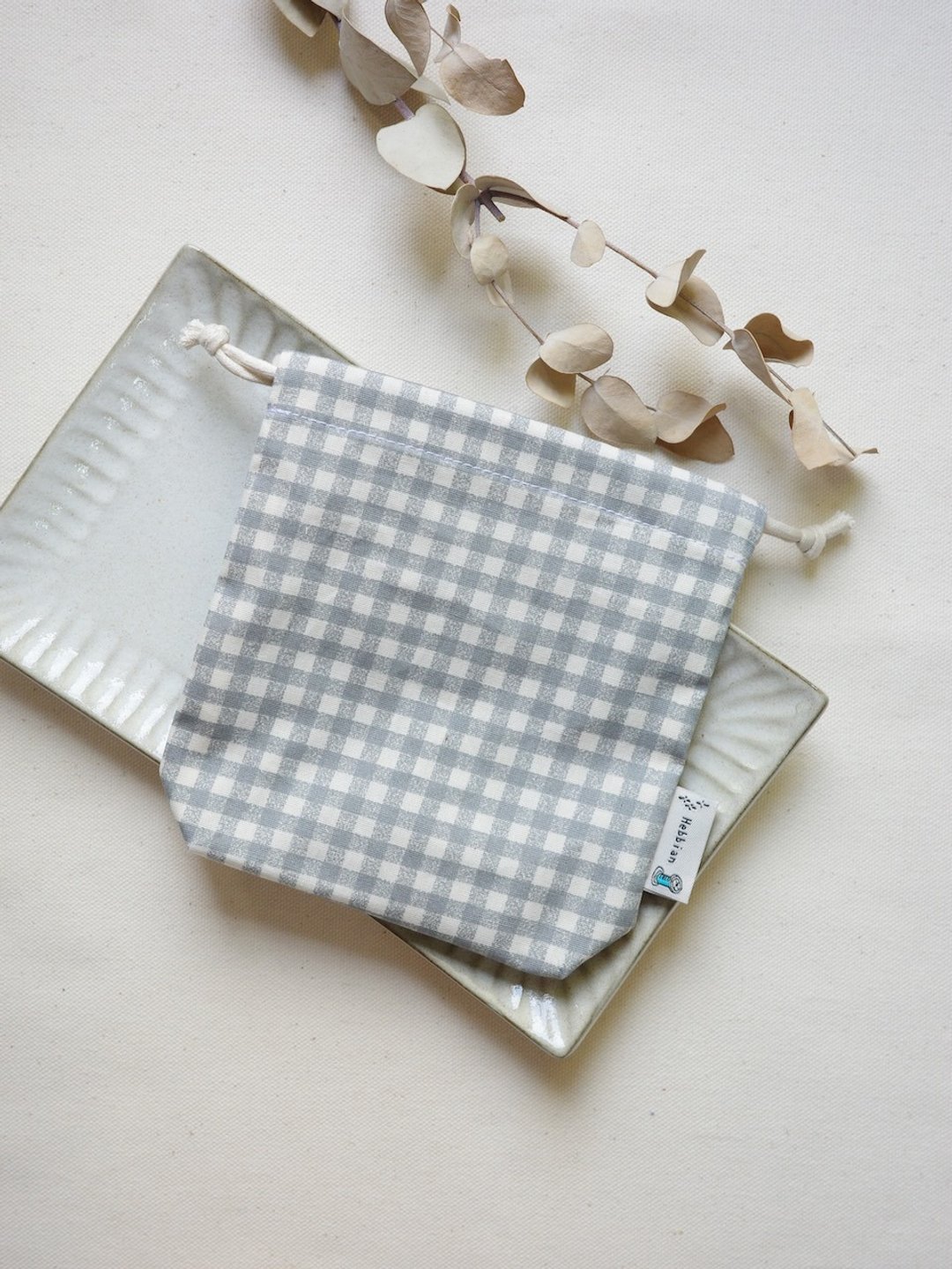 格子系列 灰 - 束口袋 束口包 | 海柏手作 - 束口袋双肩包 - 棉 