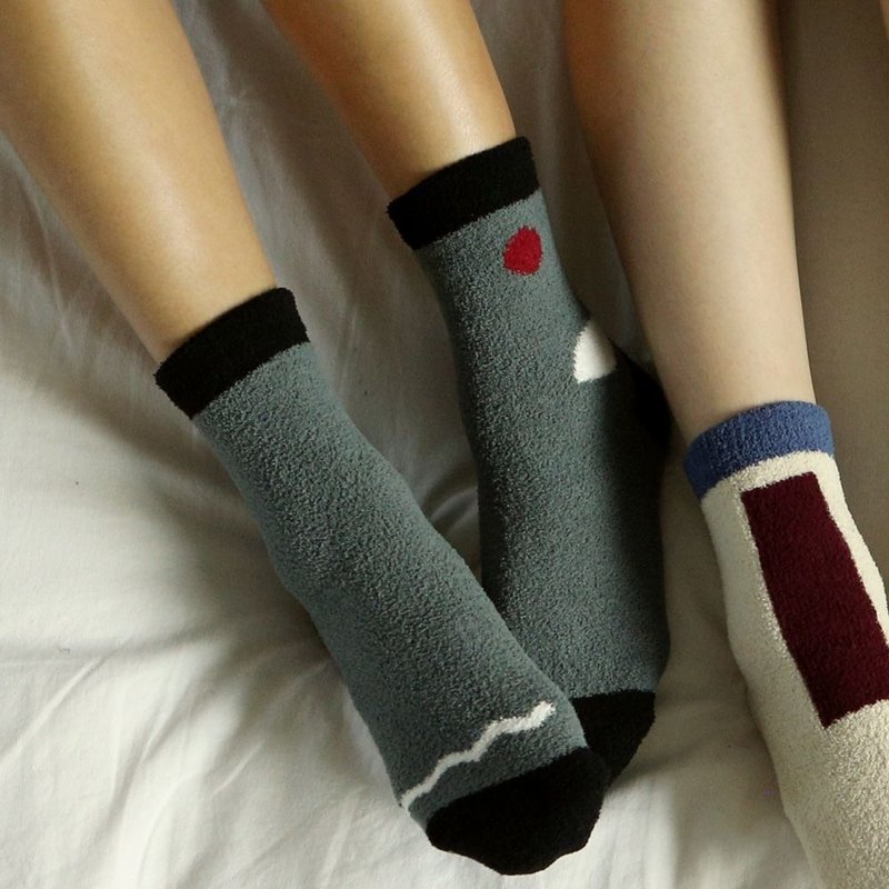 圣诞礼-日日好眠几何睡眠袜-03日落,E2D19020 - 袜子 - 棉．麻 灰色