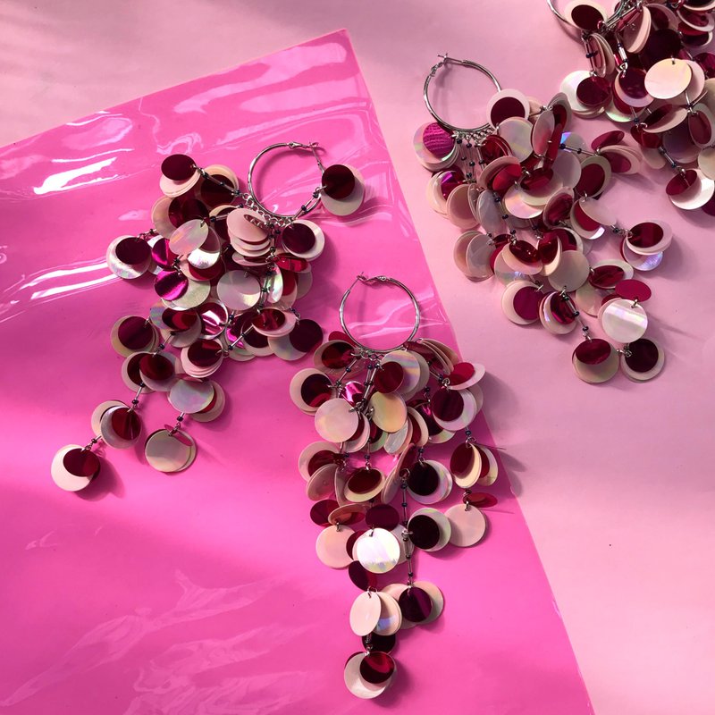 Raya pink - 耳环/耳夹 - 其他材质 粉红色