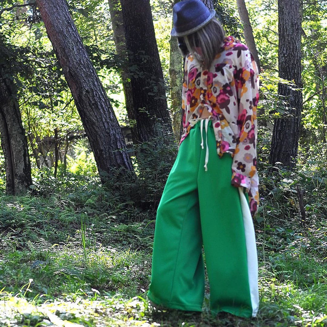 Sideline green wide pants - 女装长裤 - 聚酯纤维 绿色