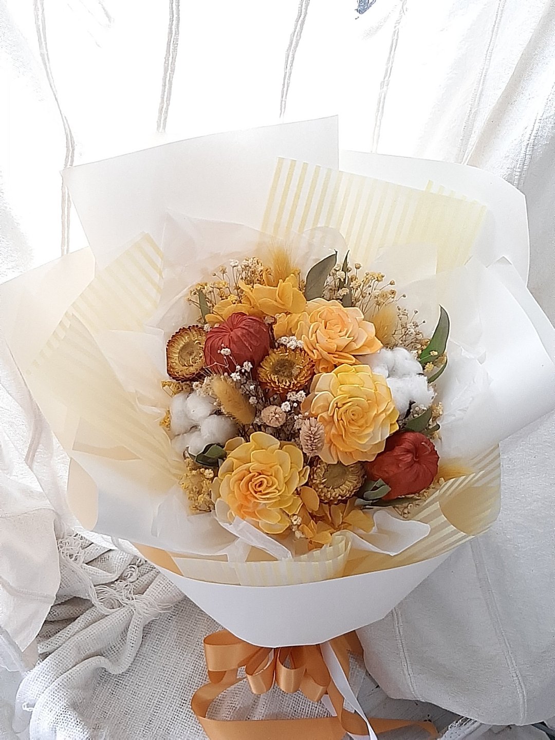 青春.青春活力的色系.精油索拉花.干燥花束.情人节礼物.求婚花束 - 干燥花/捧花 - 植物．花 黄色