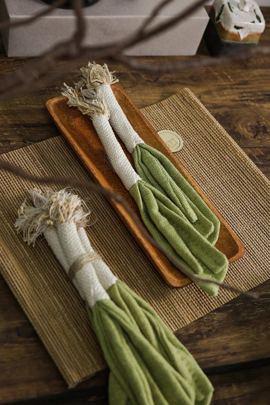 青葱 Green onions 纯手作 吊饰 家饰品 猫咪儿童玩具 蔬果 - 玩具 - 其他材质 多色