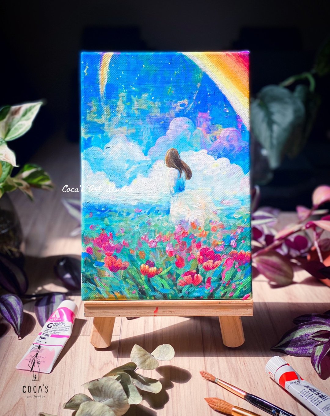 新北 压克力绘画体验 - 花田上的你 - 插画/绘画/写字 - 棉．麻 