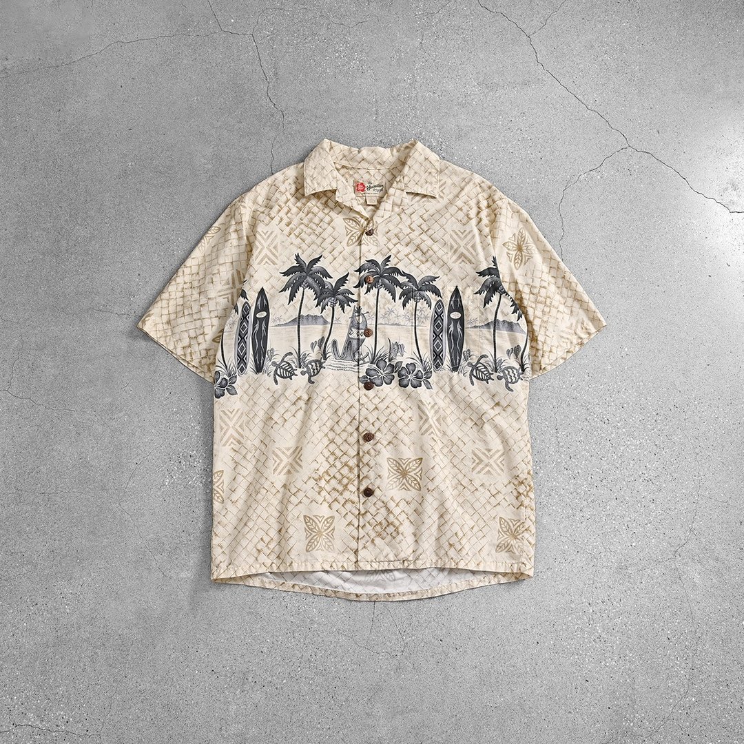 Aloha Shirts 夏威夷衫 / 古着花衬衫、夏季古着衬衫、保龄球衬衫 - 男装衬衫 - 其他材质 卡其色