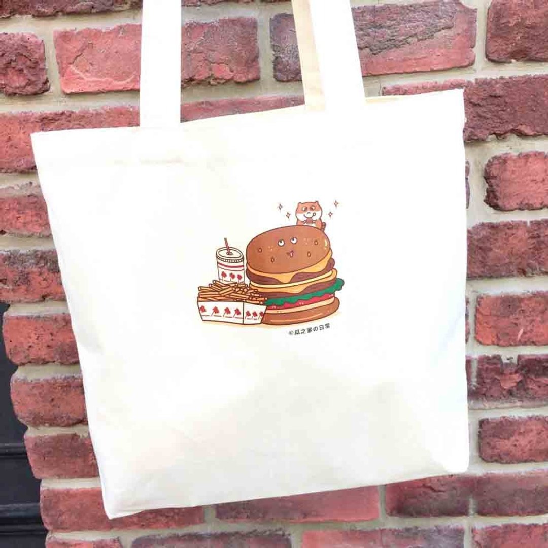 帆布大容量肩背午餐袋 (购物袋) 2入 Canvas bag - 侧背包/斜挎包 - 棉．麻 黄色