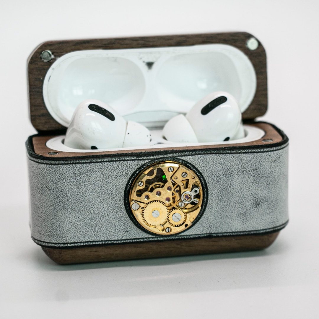 木质皮质朋克机芯【AirPods】苹果耳机保护套 - 耳机收纳 - 真皮 