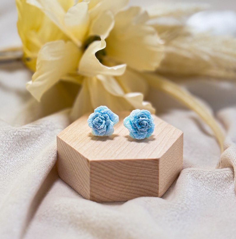 玫瑰 - 蓝 - 耳环/耳夹 - 其他人造纤维 蓝色
