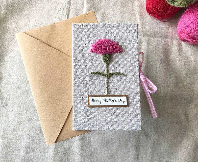 康乃馨花   母亲节 手工卡片 Mother's Day Card  | 桃红色花 - 卡片/明信片 - 其他材质 多色