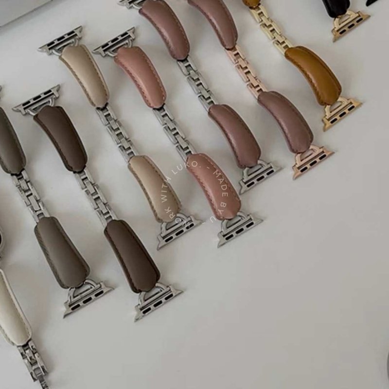 Apple Watch | 真皮质感不锈钢手镯表带 - 表带 - 不锈钢 