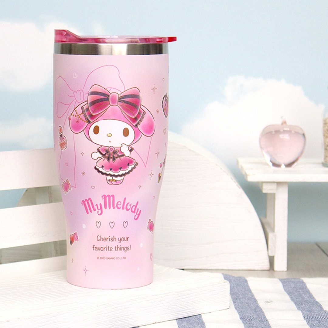 【Sanrio 三丽鸥】不锈钢真空酷乐杯 900ml-爱心系列 - 美乐蒂 - 保温瓶/保温杯 - 不锈钢 粉红色