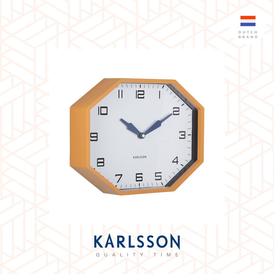 荷兰 Karlsson, wall clock 32cm Modern Factory Octagon 黄色复古 - 时钟/闹钟 - 塑料 黄色