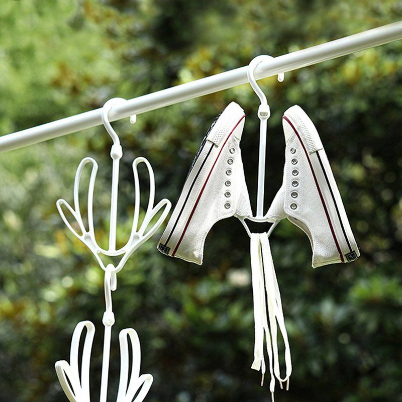 日本inomata 日制室内室外防风可串接挂式晾鞋架-3入 - 衣架/挂勾 - 塑料 白色