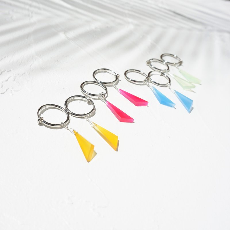 SV925SF*Yellow Chalcedony Triangle pierced earring / earring - 耳环/耳夹 - 宝石 黄色