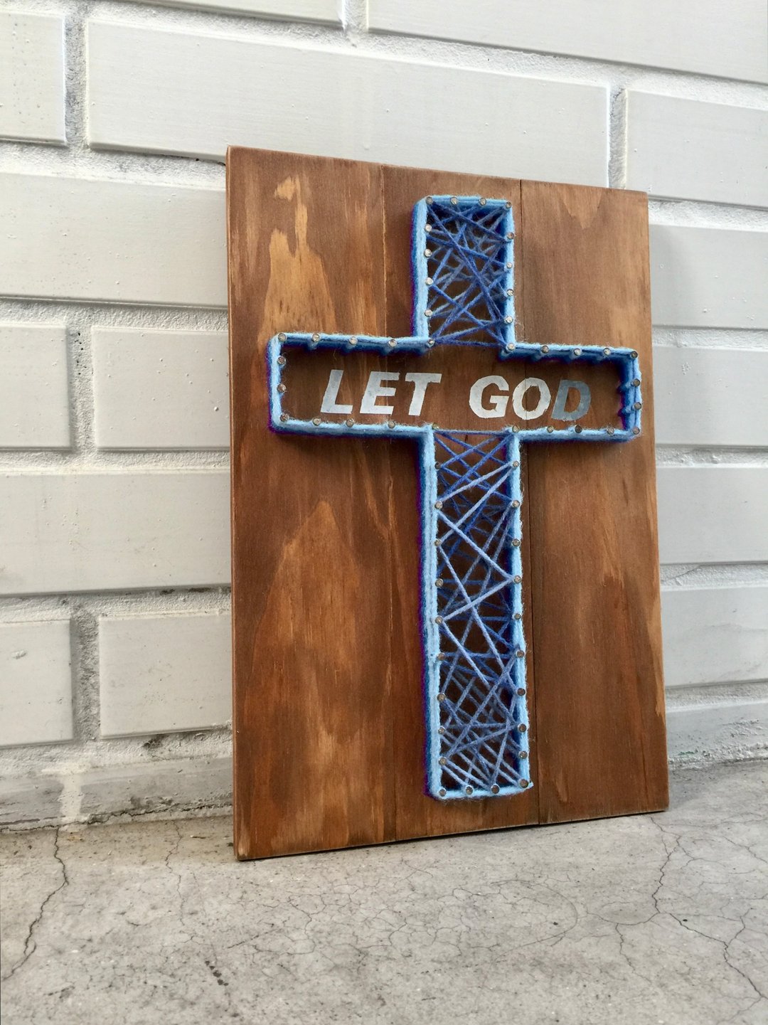 福音创作系列 LET GO LET GOD 交托给神 蓝色 墙面挂饰 圣诞礼物 - 摆饰 - 木头 绿色