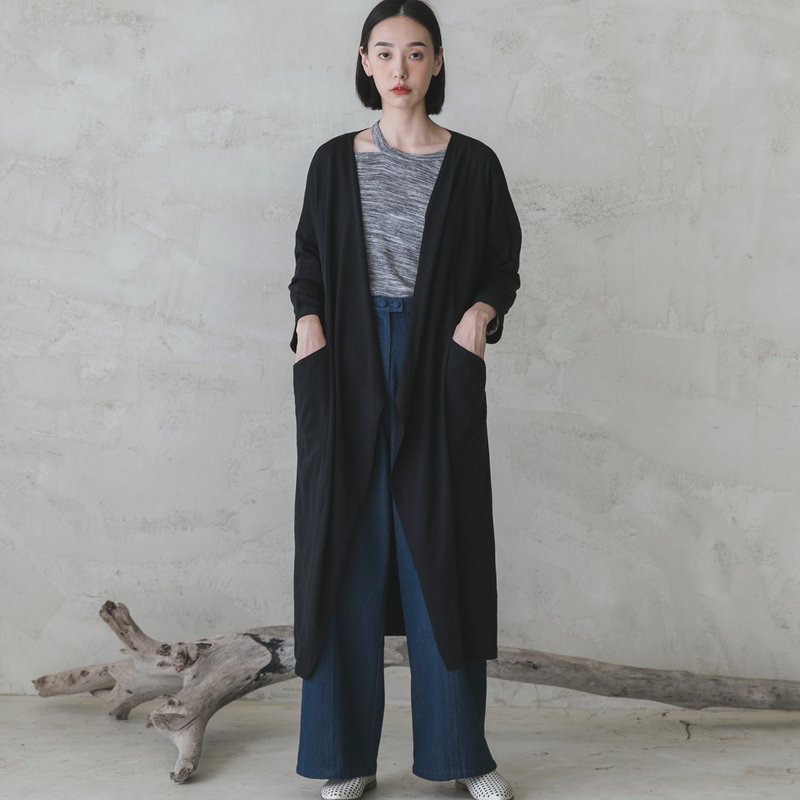 【经典原创】Sartre_莎特长版剪接罩衫_CLO500_黑 - 女装休闲/机能外套 - 棉．麻 黑色