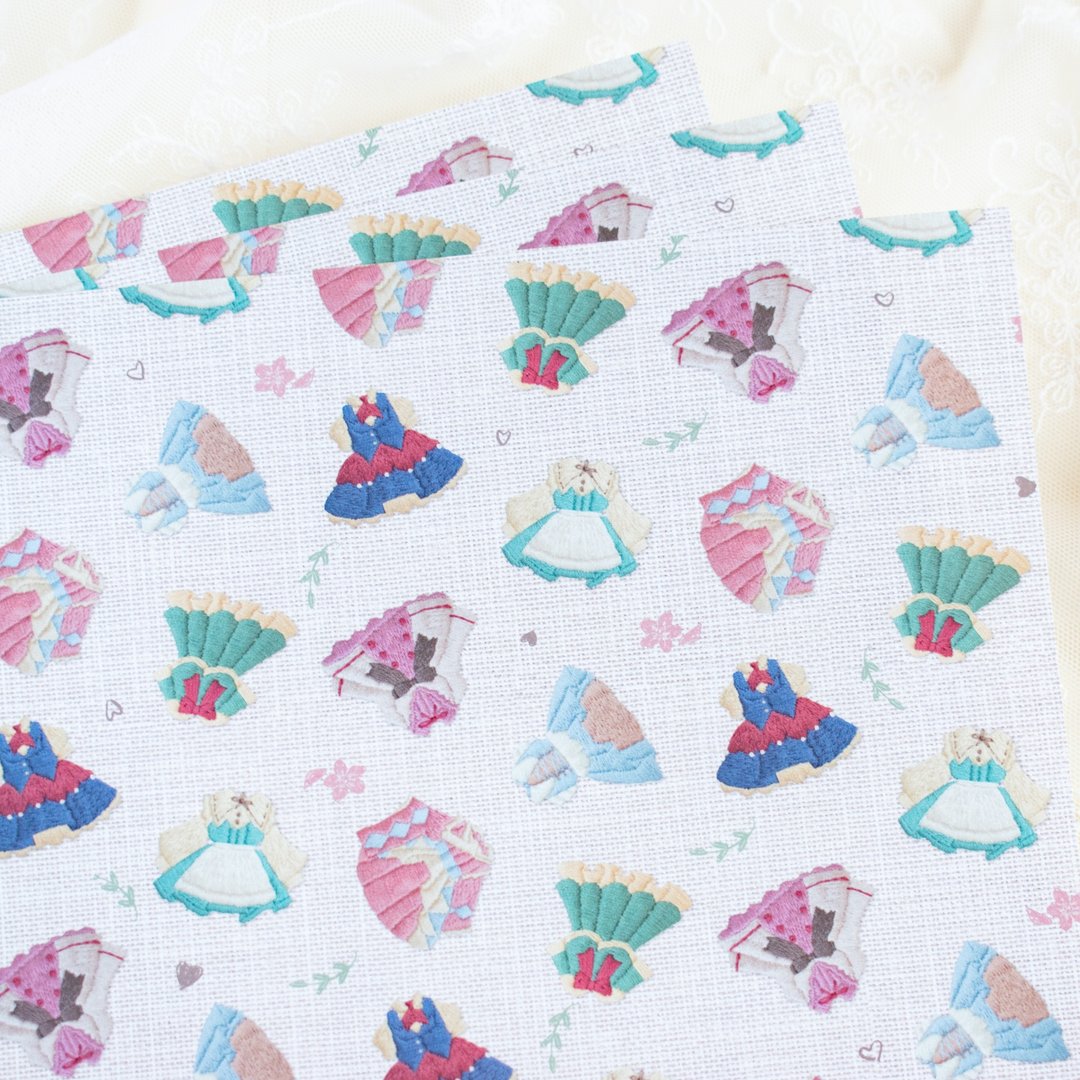 Scrapbook paper - Embroidery for clothes / Double-sided printing - 包装材料 - 纸 粉红色