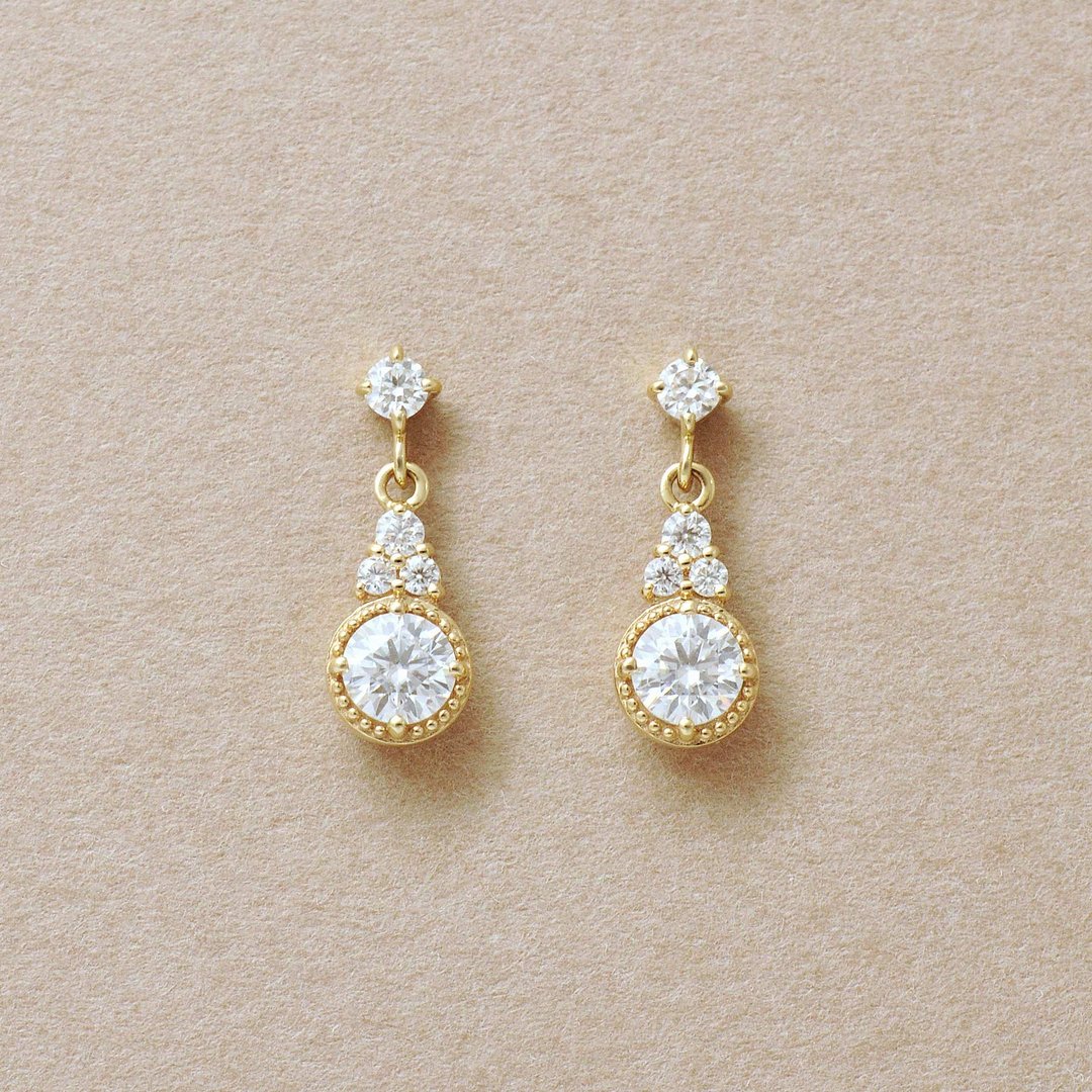 18K/10K 莫桑石珠边镶法闪亮耳环 (黄金) - 耳环/耳夹 - 贵金属 