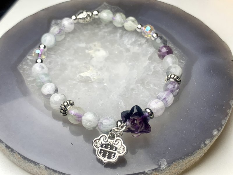 天然羽毛莹石【称心如意】手链 - 手链/手环 - 水晶 紫色